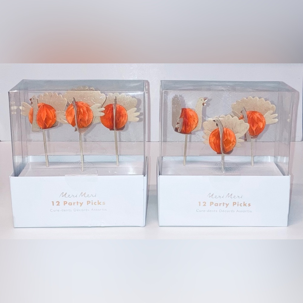 Meri Meri Thanksgiving Turkey Party Picks - NEW! Set of 2.